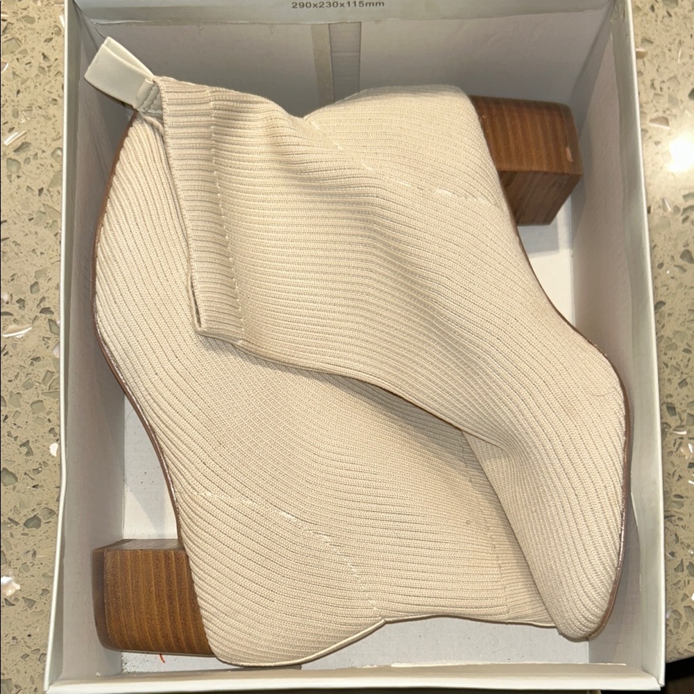 Joie Cream Ribbed Ankle Booties